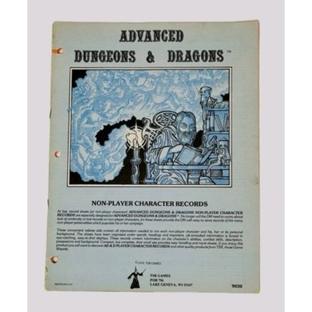 TSR 1979 AD&D NPC Records #9030 Dungeons Dragons Accessory Tabletop RPG Module